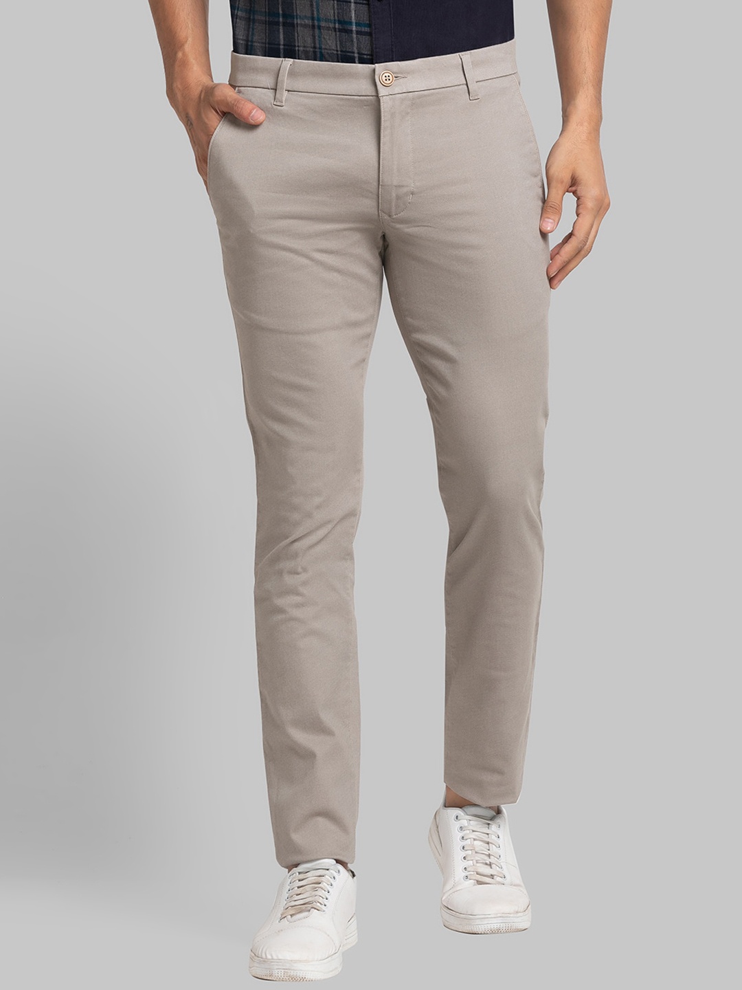 

Parx Men Cotton Mid-Rise Slim Fit Trouser, Beige