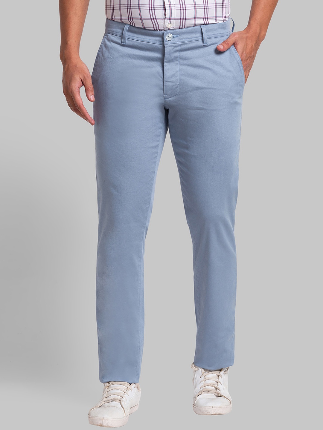 

Parx Men Cotton Mid-Rise Tapered Fit Trouser, Blue