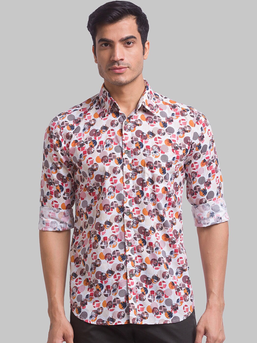 

Parx Opaque Printed Casual Shirt, Green