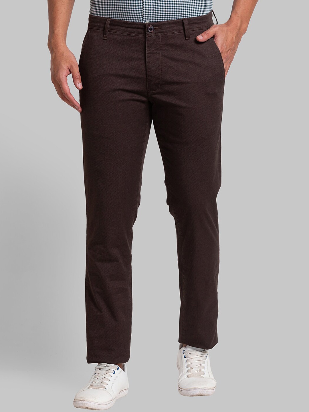 

Parx Men Tapered Fit Trousers, Brown