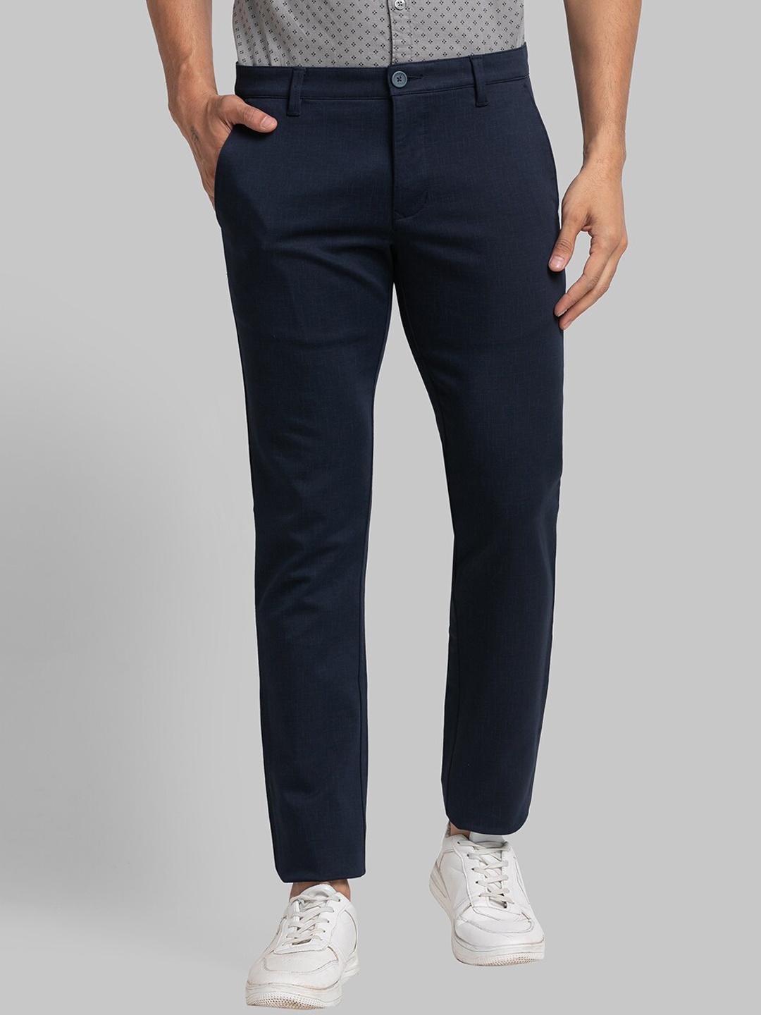 

Parx Men Tapered Fit Chinos Trousers, Blue