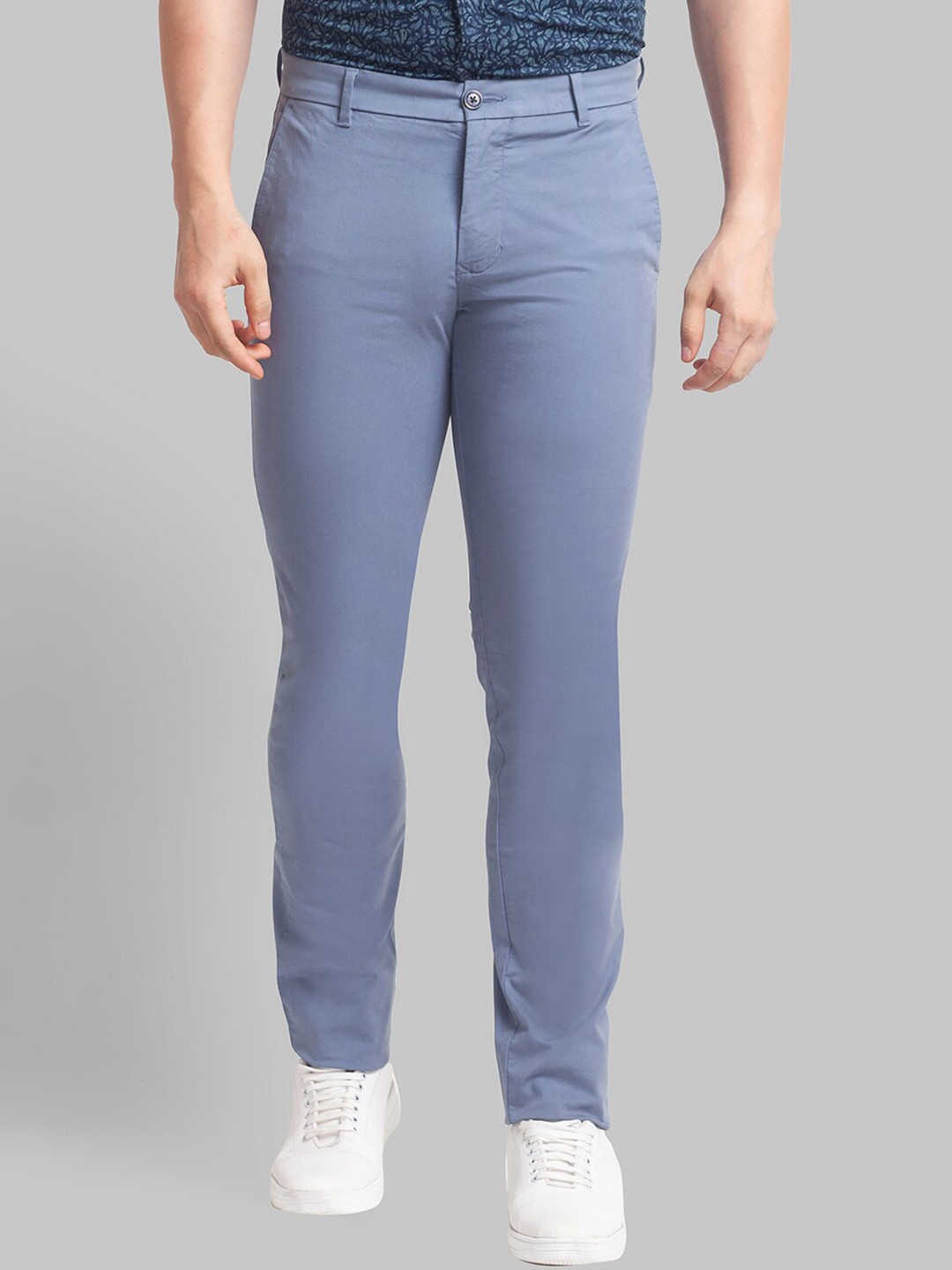

Parx Men Tapered Fit Chinos Trousers, Blue