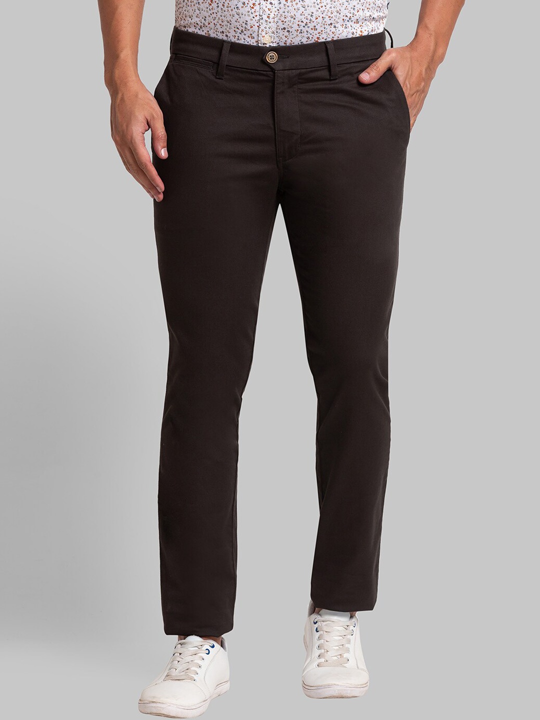

Parx Men Mid Rise Slim Fit Trousers, Brown