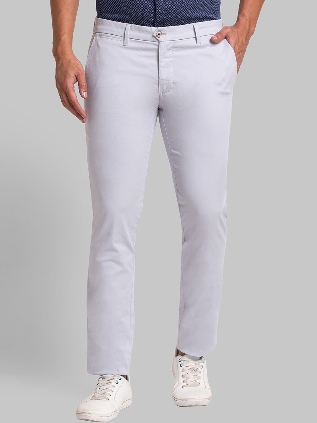 

Parx Men Mid Rise Slim Fit Trousers, Grey