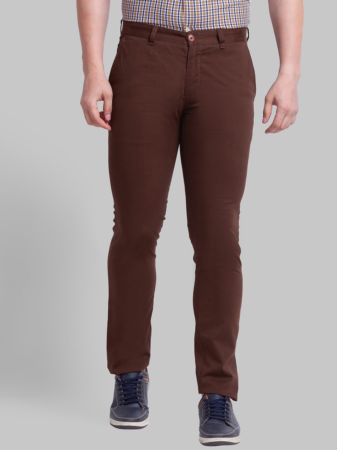 

Parx Men Mid Rise Tapered Fit Trousers, Brown