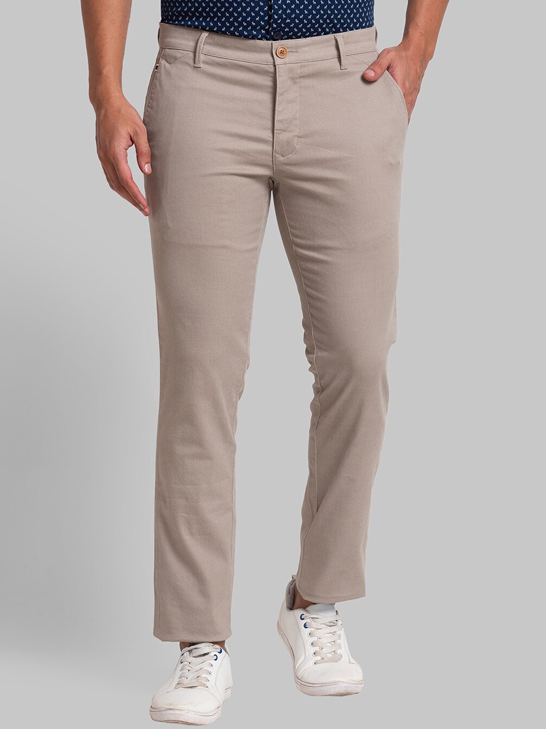 

Parx Men Mid Rise Tapered Fit Trousers, Brown
