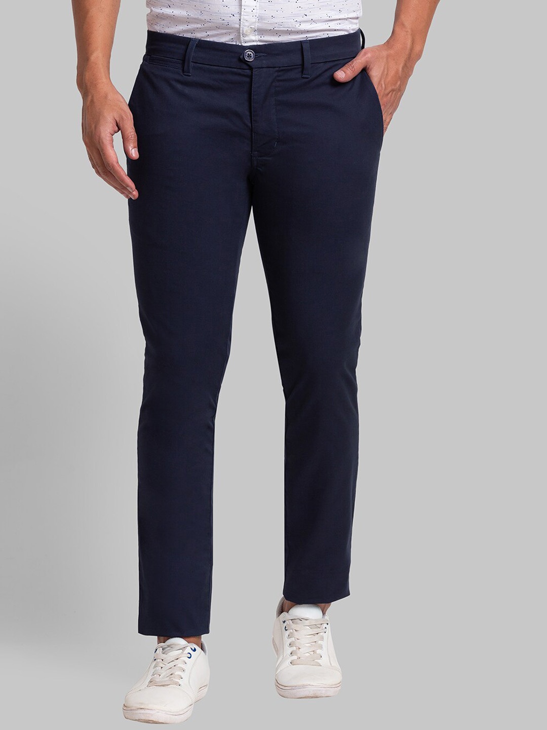 

Parx Men Mid-Rise Slim Fit Trouser, Navy blue