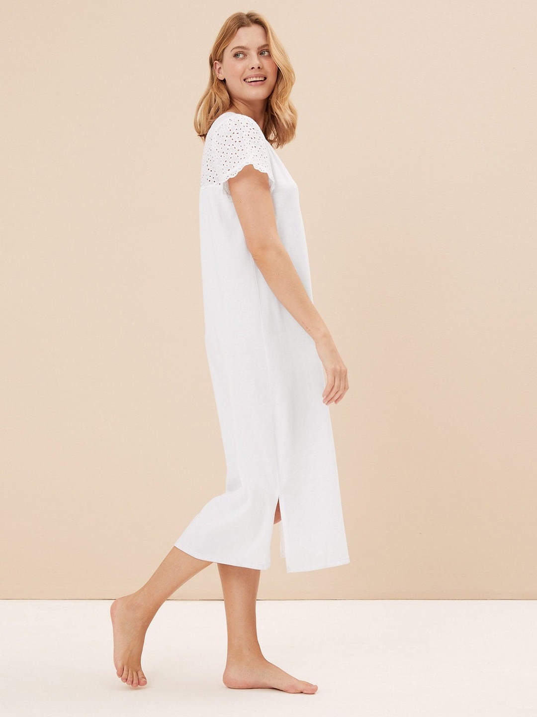 

Marks & Spencer V-Neck Pure Cotton Midi Nightdress, White