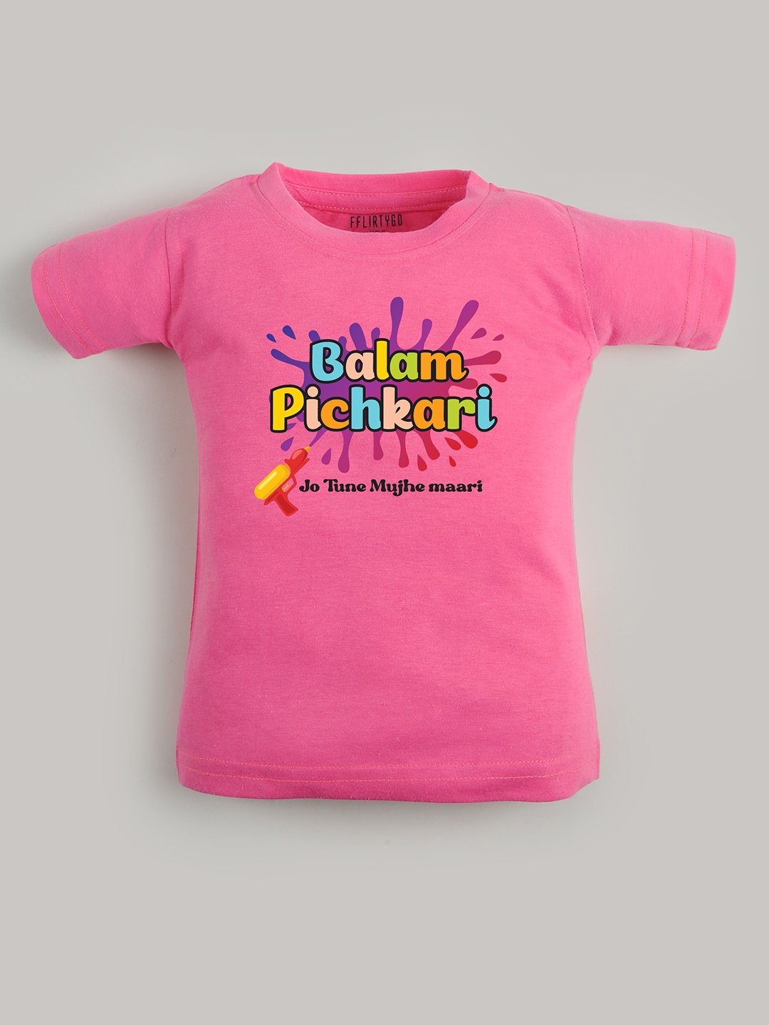 

FFLIRTYGO Kids Typography Printed Pure Cotton T-shirt, Pink