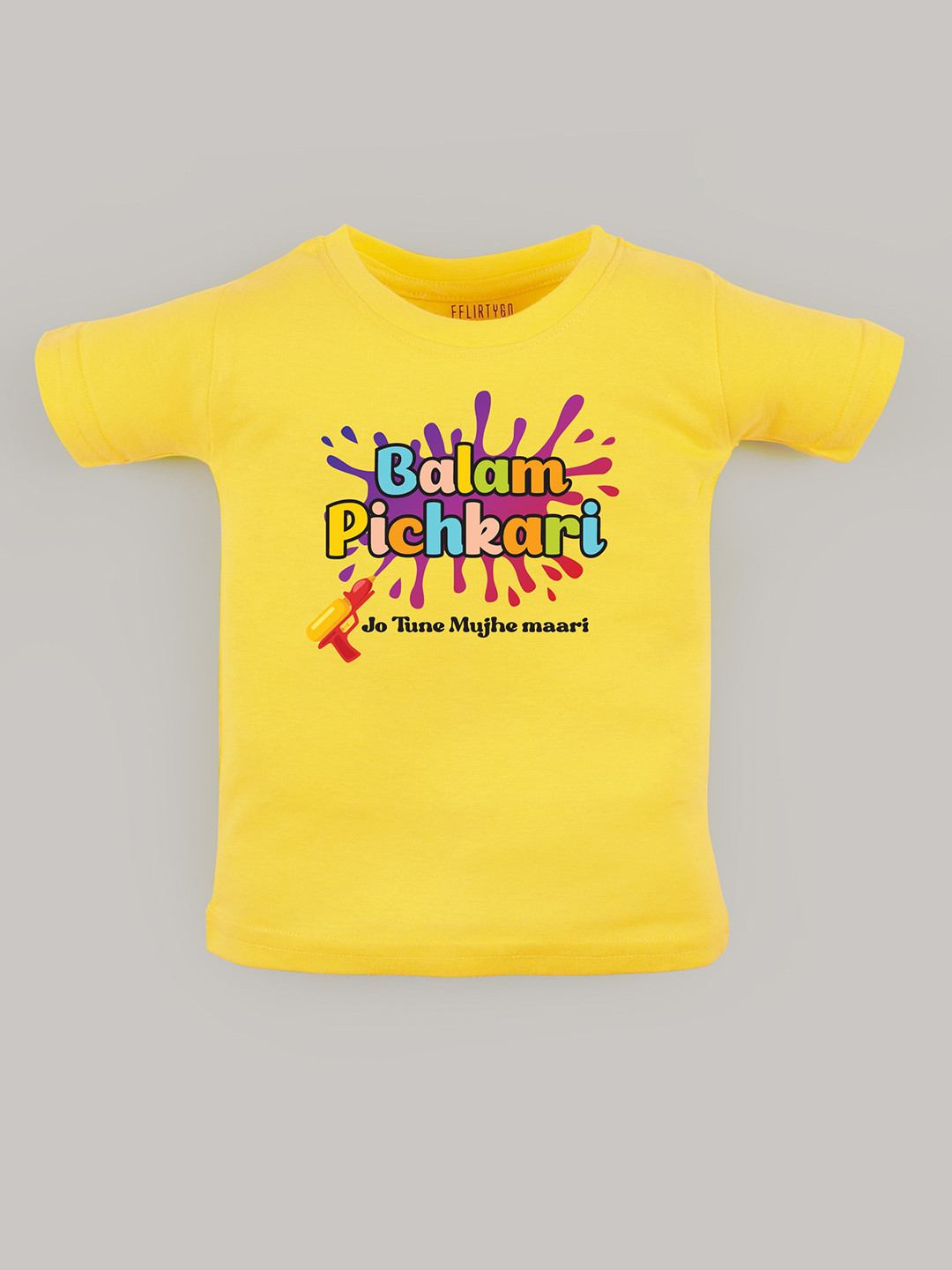 

FFLIRTYGO Kids Typography Printed Pure Cotton T-shirt, Yellow