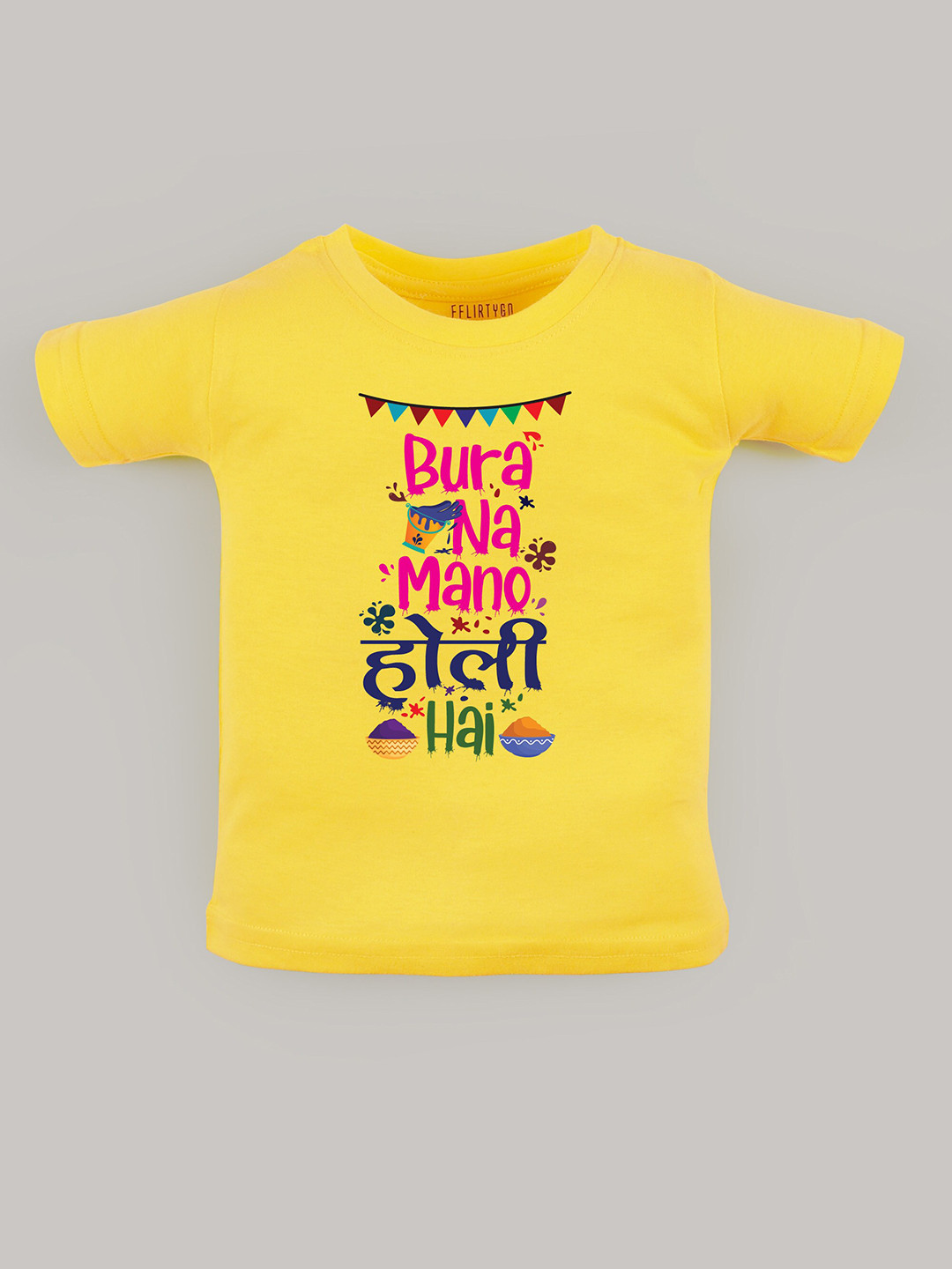 

FFLIRTYGO Kids Typography Printed Cotton T-shirt, Yellow
