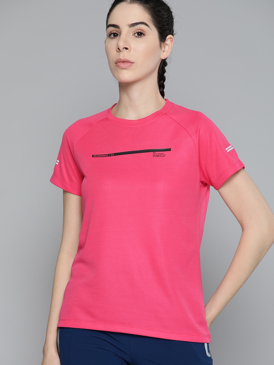 

HRX by Hrithik Roshan Self Design Training T-shirt, Pink