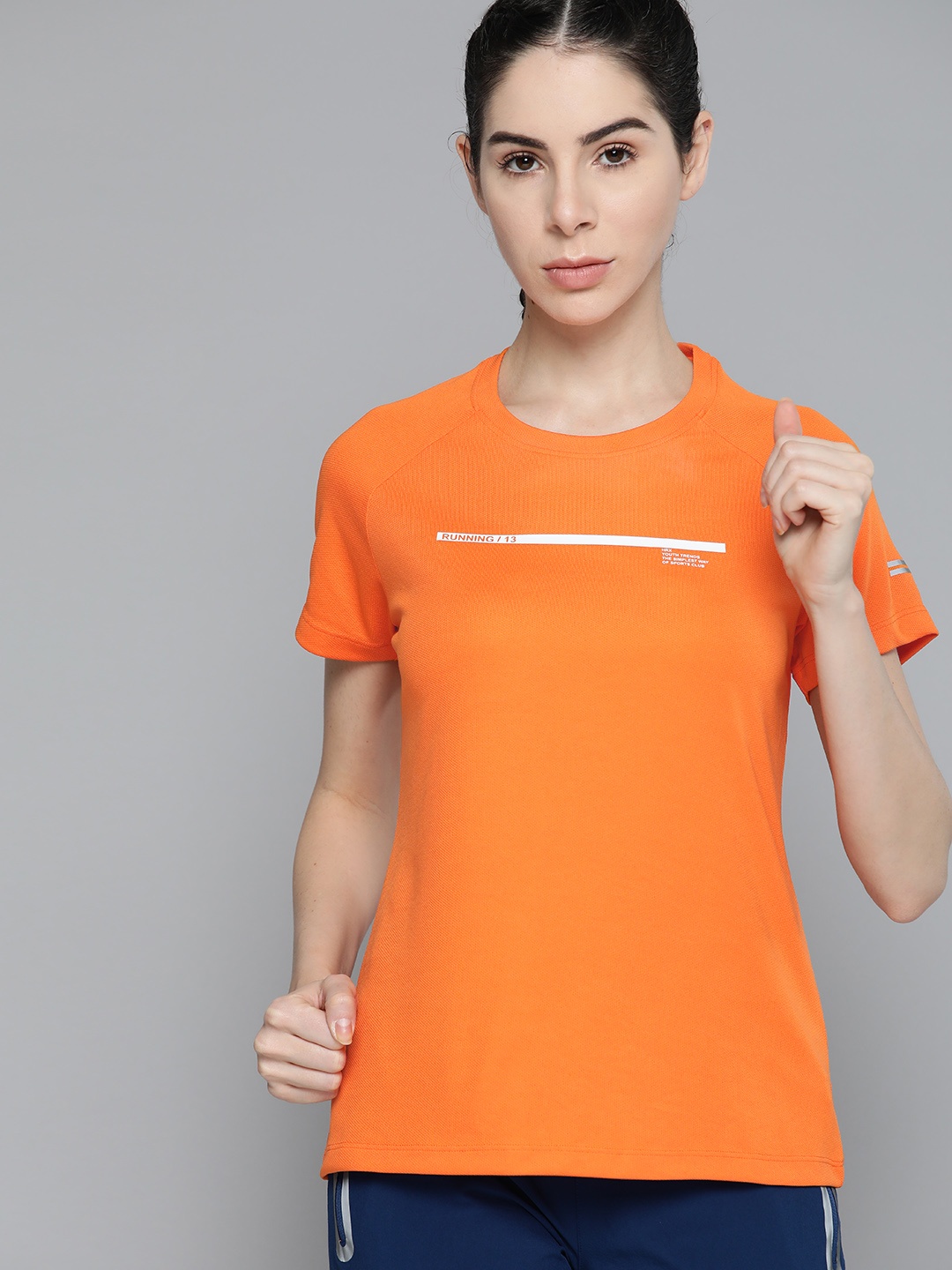 

HRX by Hrithik Roshan Self Design Training T-shirt, Orange