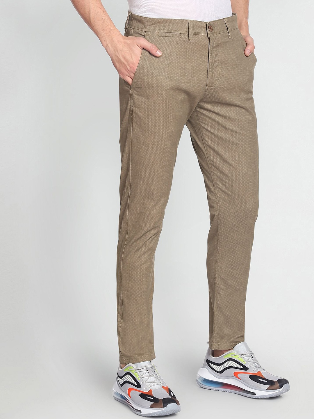 

Flying Machine Mid Rise Super Slim Trousers, Brown