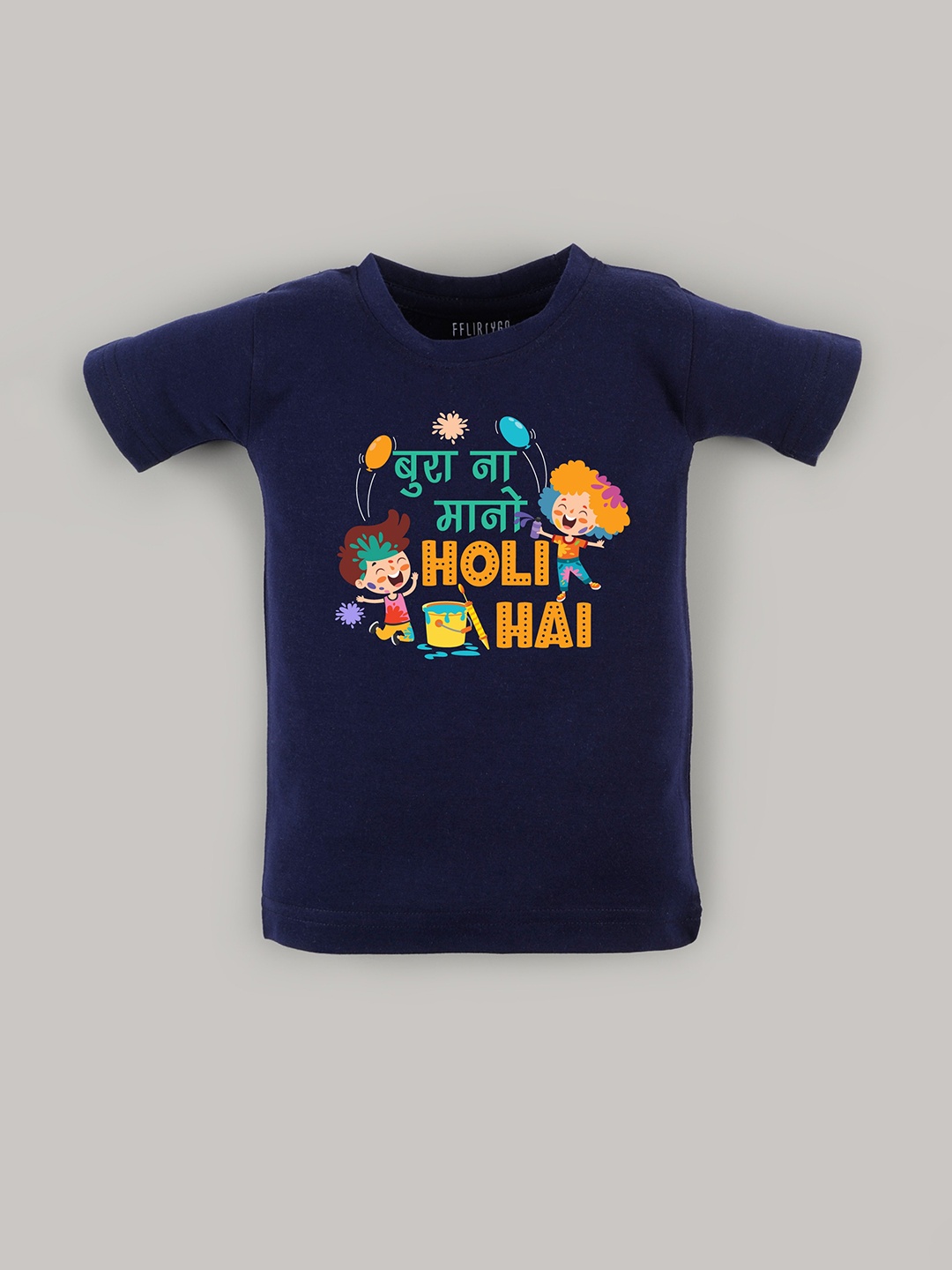 

FFLIRTYGO Kids Graphic Printed Cotton T-shirt, Navy blue