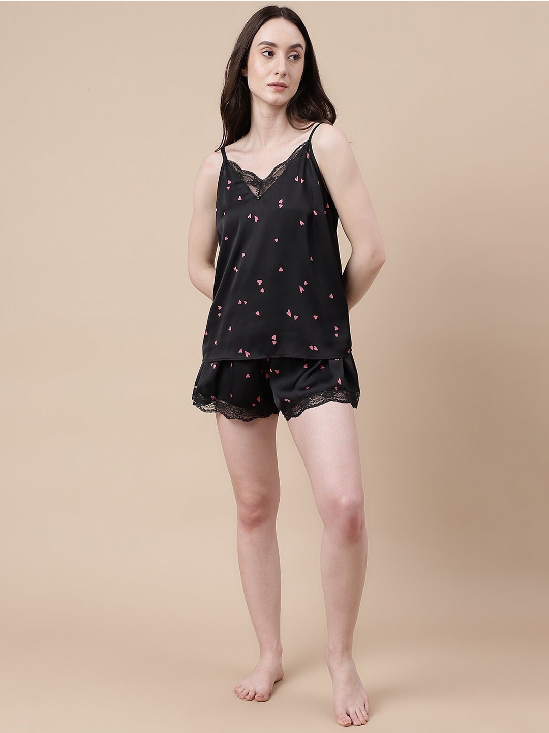 

Marks & Spencer Women Conversational Printed Night Suit, Black