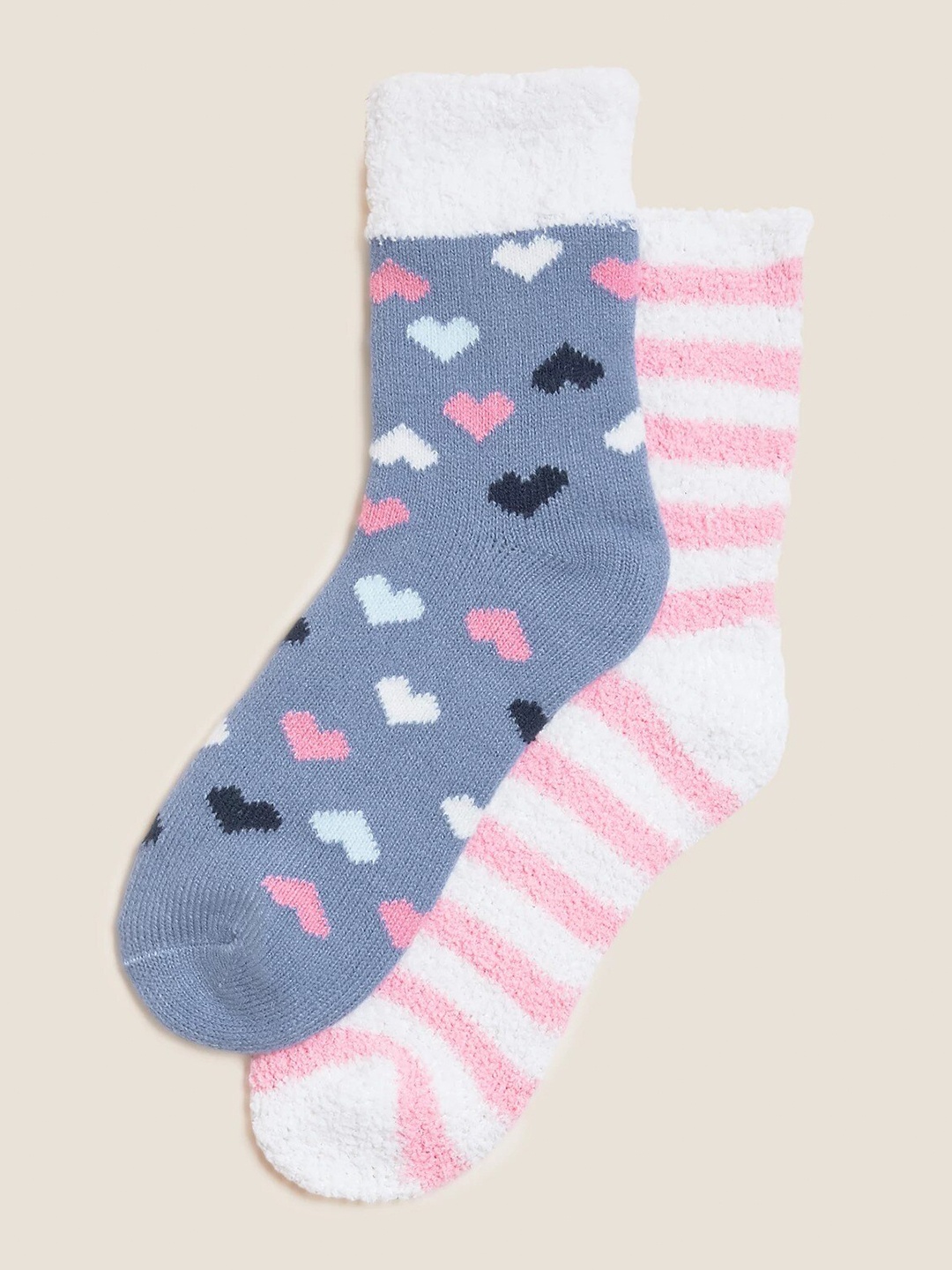 

Marks & Spencer Women Pack Of 2 Patterned Ankle-Length Socks, Blue
