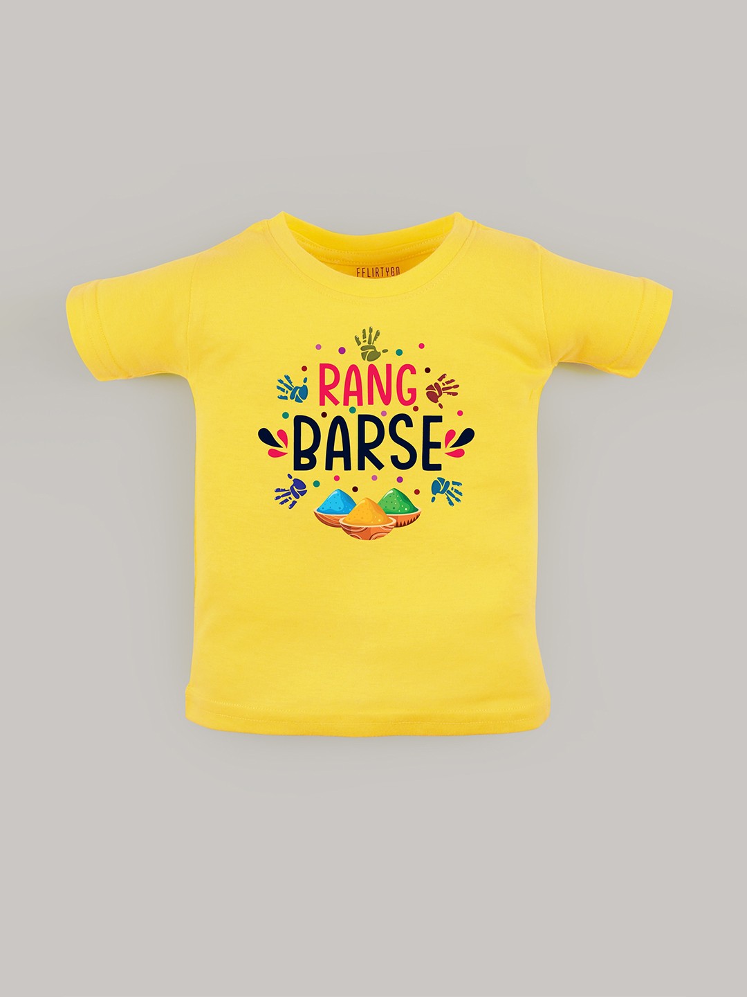 

FFLIRTYGO Kids Typography Printed Pure Cotton T-shirt, Yellow