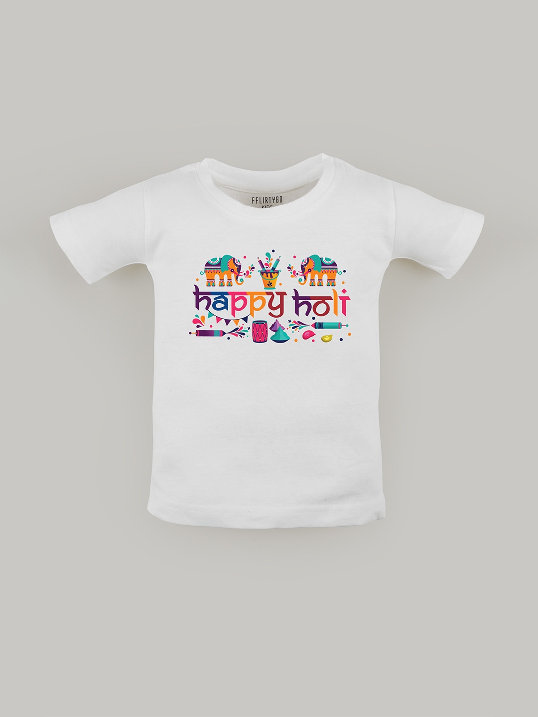 

FFLIRTYGO Kids Typography Printed Pure Cotton T-shirt, White