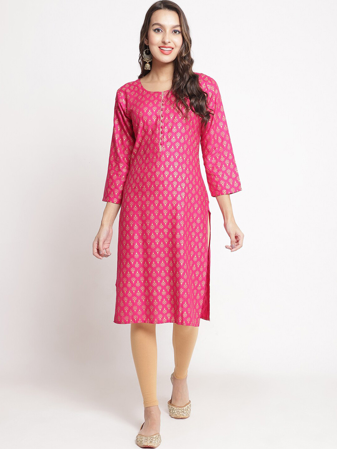 

GRACIT Women Ethnic Motifs Printed Kurta With Leggings, Pink