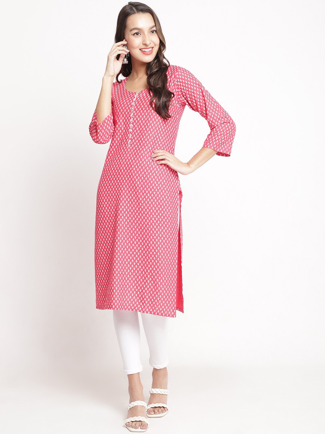 

GRACIT Women Ethnic Motifs Printed Kurta With Leggings, Pink
