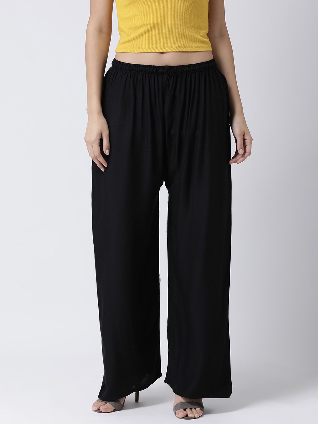 

Charitra Women Cotton Straight Palazzos, Black