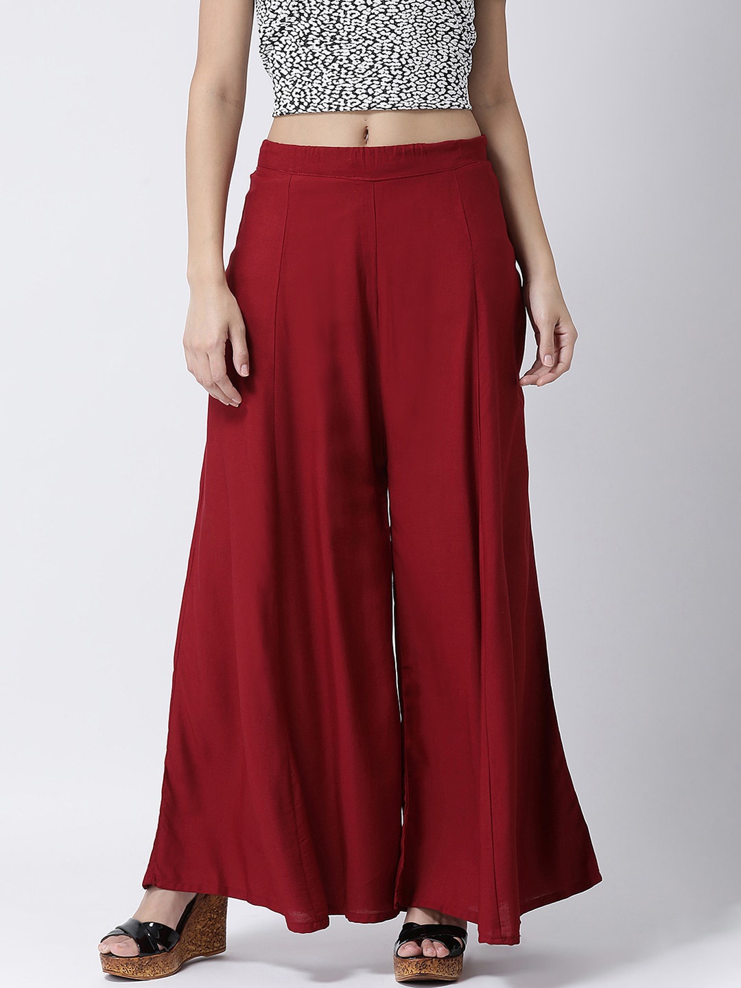 

Charitra Women Cotton Flared Palazzos, Maroon