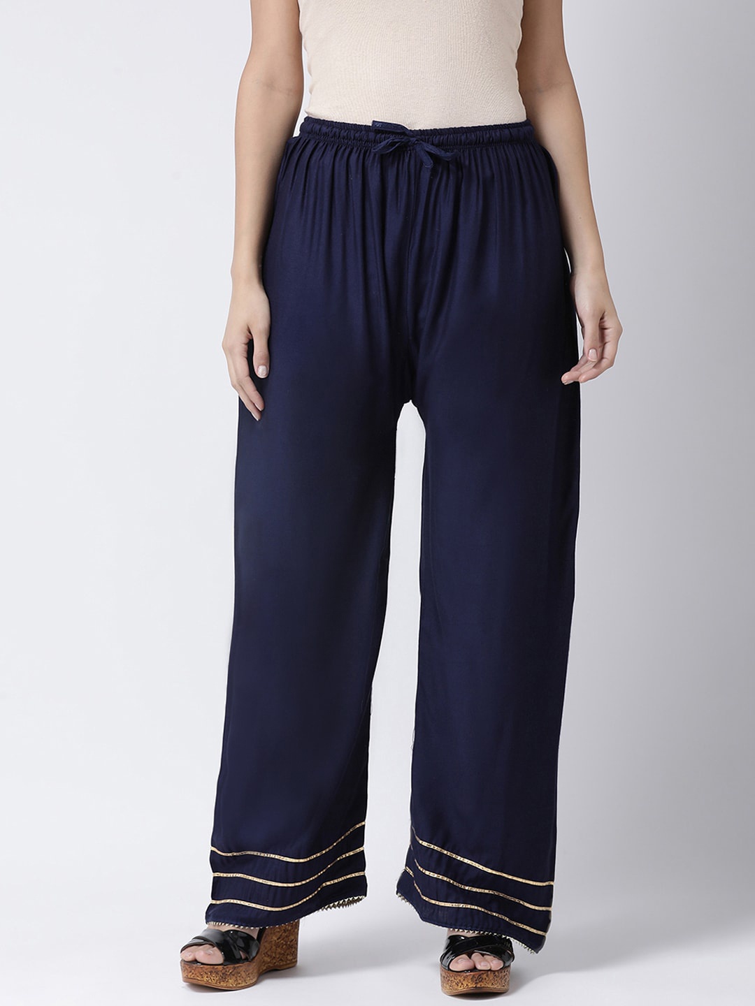 

Charitra Women Straight Palazzos, Navy blue