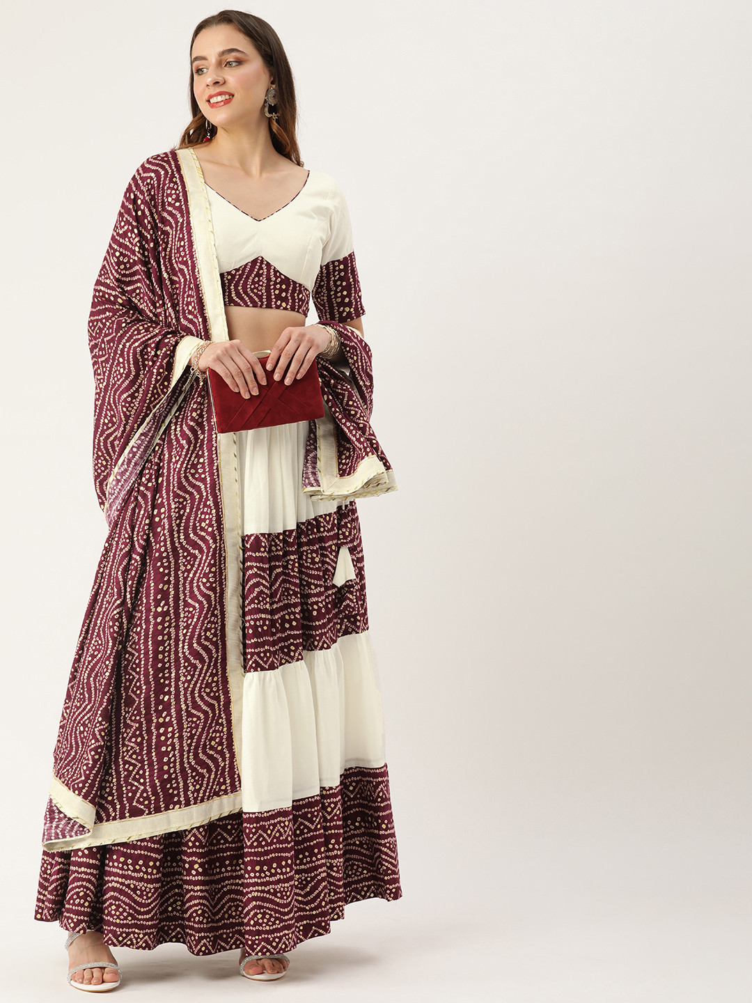 

LOOKNBOOK ART Embellished Ready to Wear Lehenga & Blouse With Dupatta, White