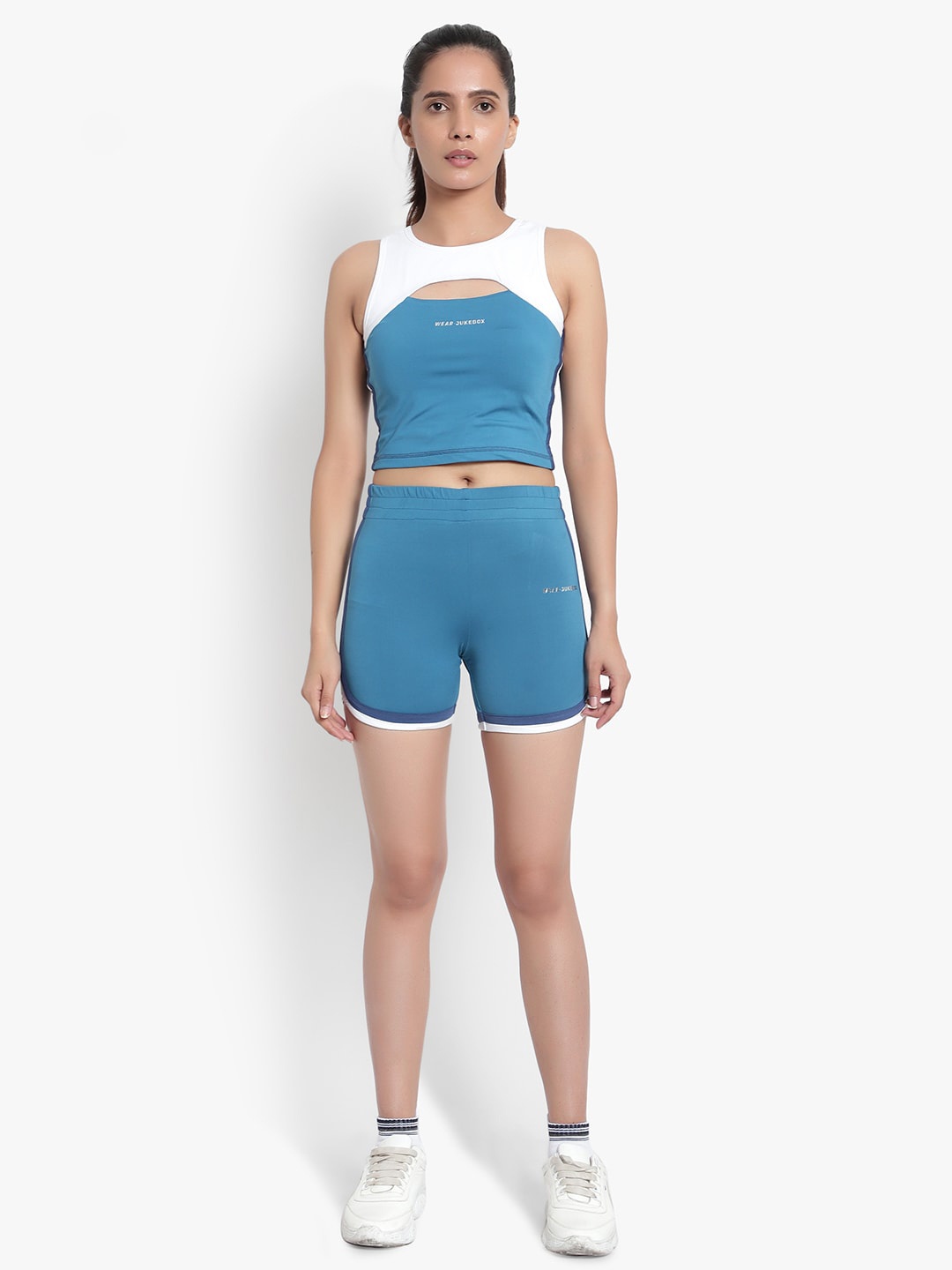 

Wearjukebox Colourblocked Top With Tights, Blue