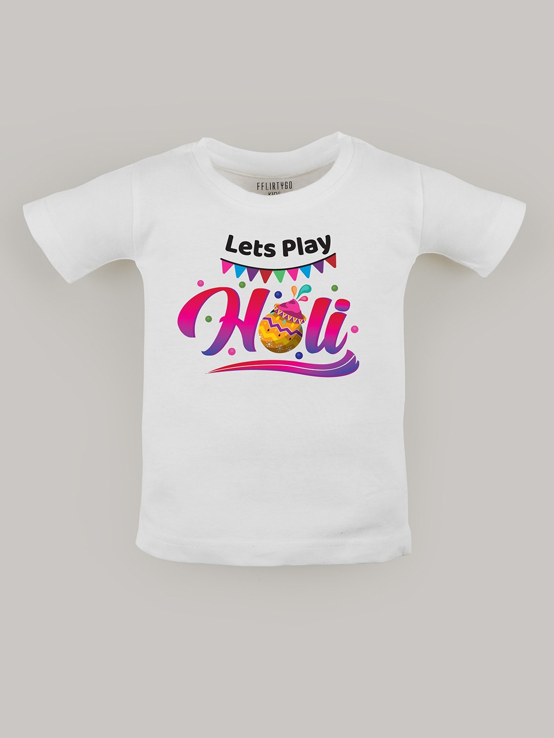 

FFLIRTYGO Kids Typography Printed Cotton T-shirt, White