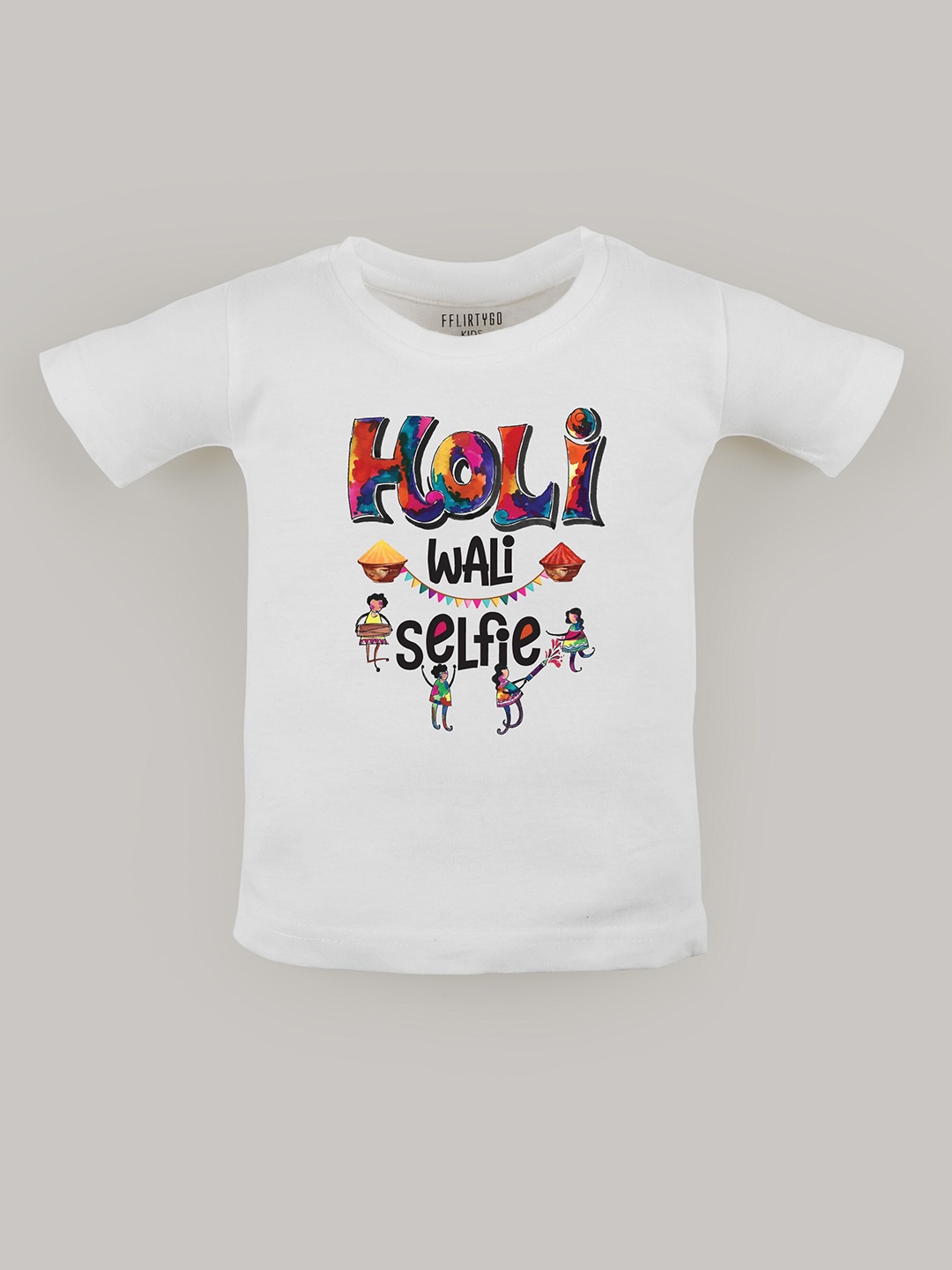 

FFLIRTYGO Kids Typography Printed Pure Cotton T-shirt, White