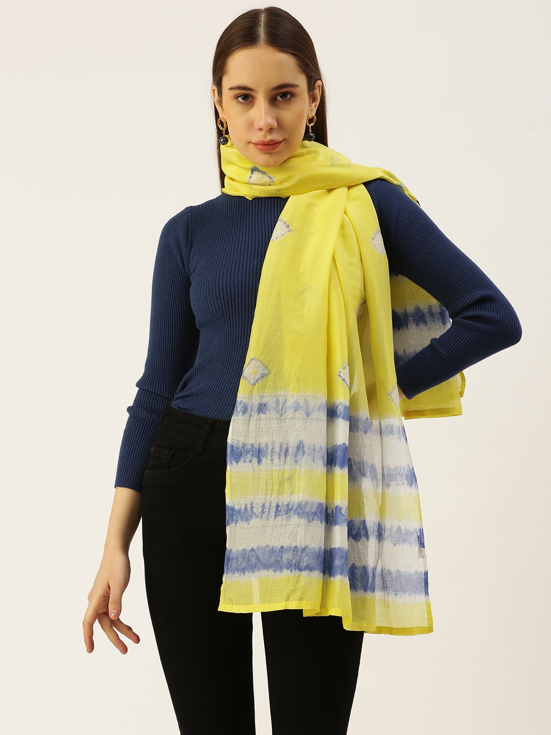 

ASVA Geometrically Tie & Dye Scarf, Yellow