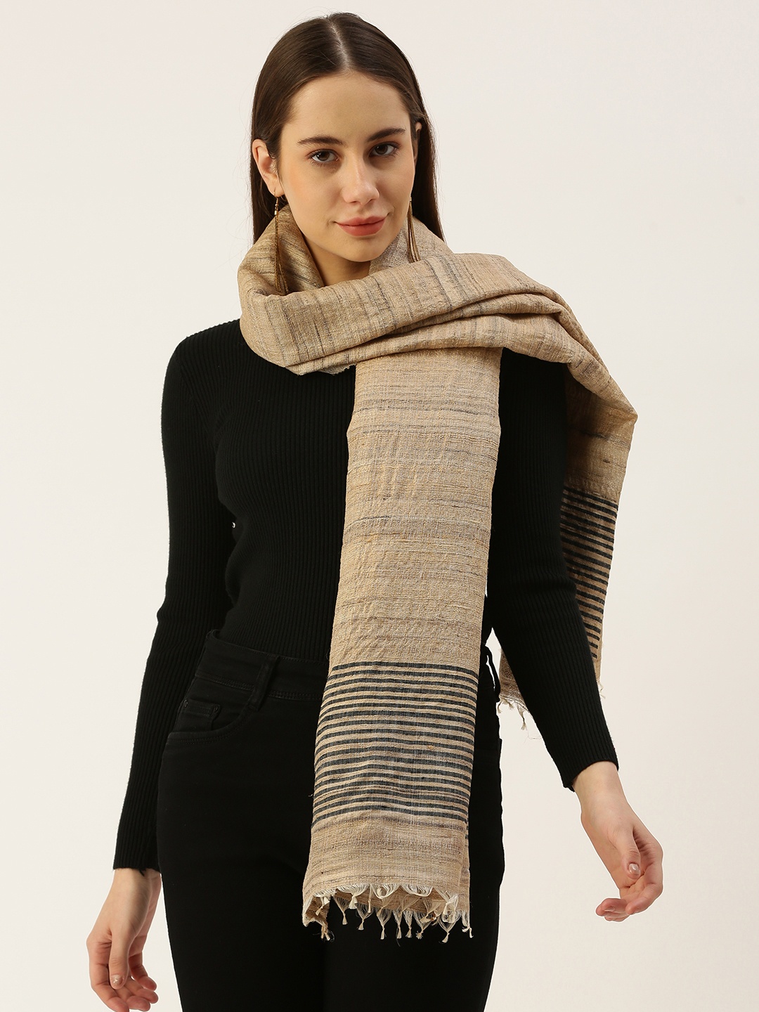 

ASVA Striped Scarf, Brown