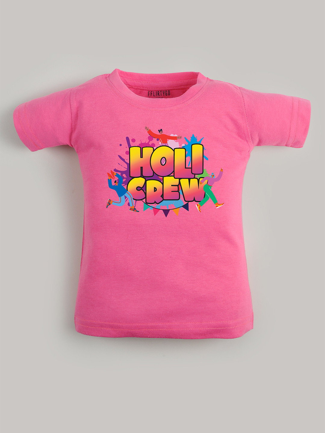 

FFLIRTYGO Kids Typography Printed Pure Cotton T-shirt, Pink