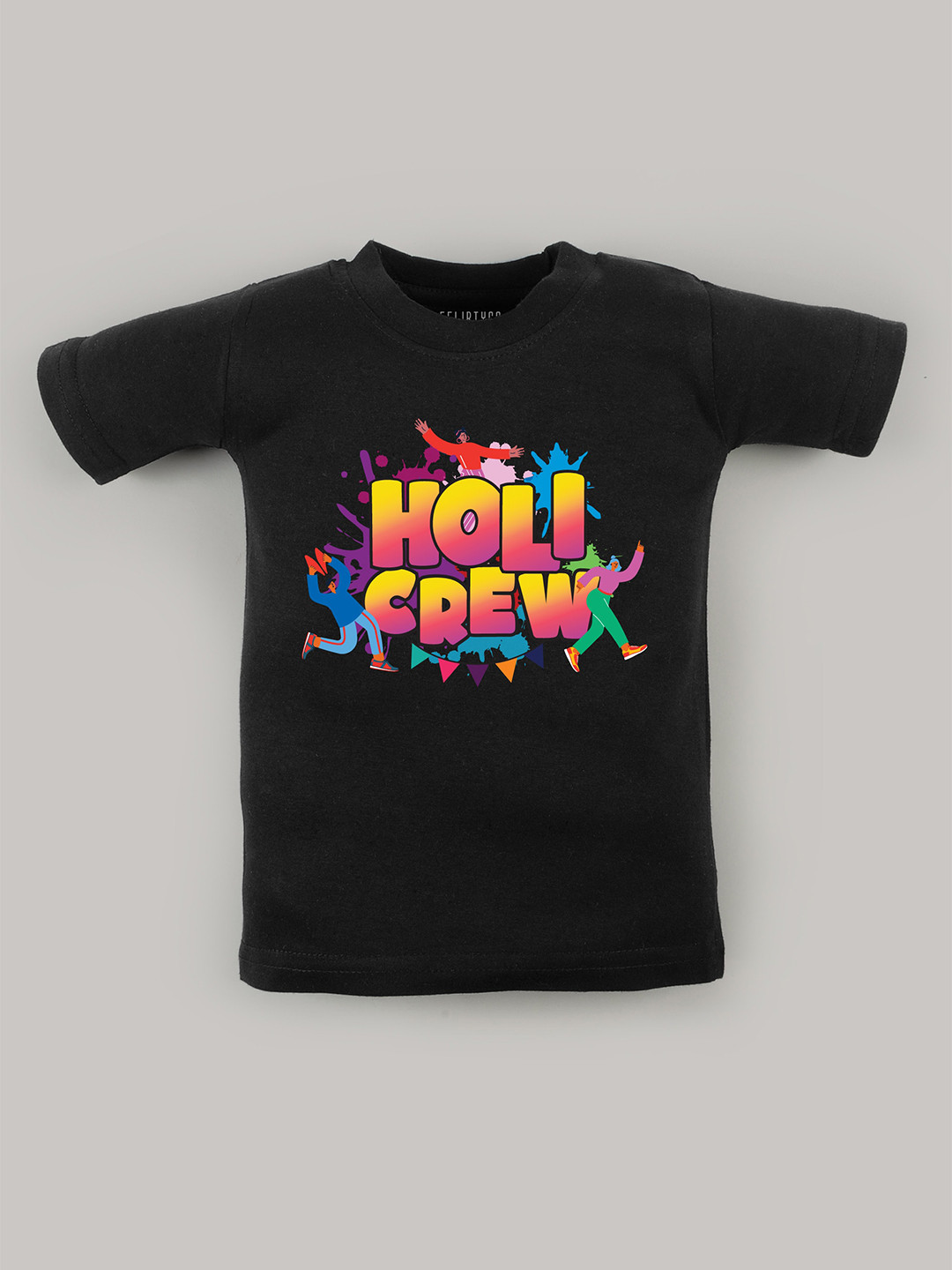 

FFLIRTYGO Kids Round Neck Graphic Printed Cotton T-shirt, Black