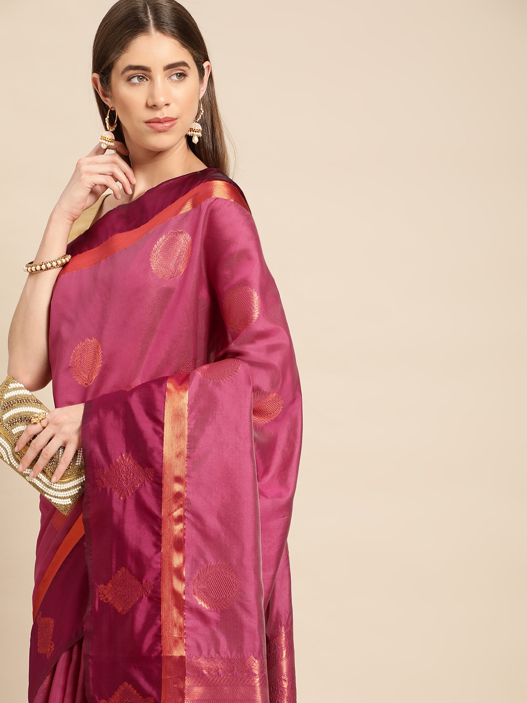 

Pothys Woven Design Ethnic Motifs Zari Art Silk Saree, Magenta