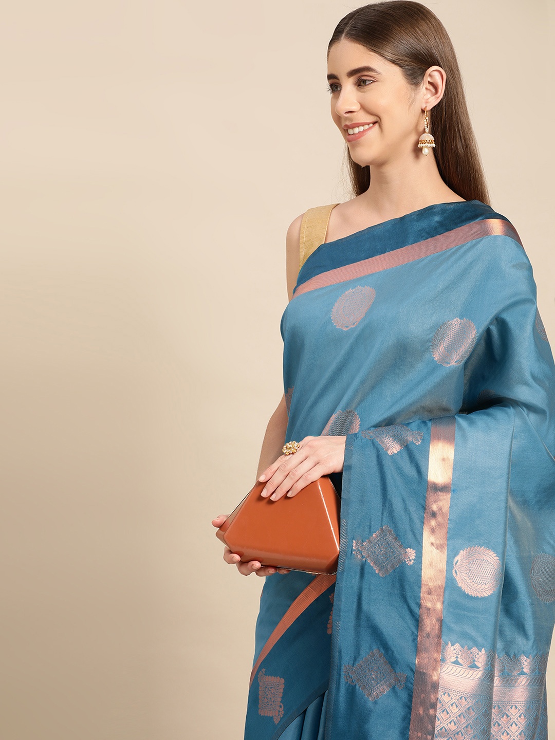 

Pothys Woven Design Ethnic Motifs Zari Art Silk Saree, Blue