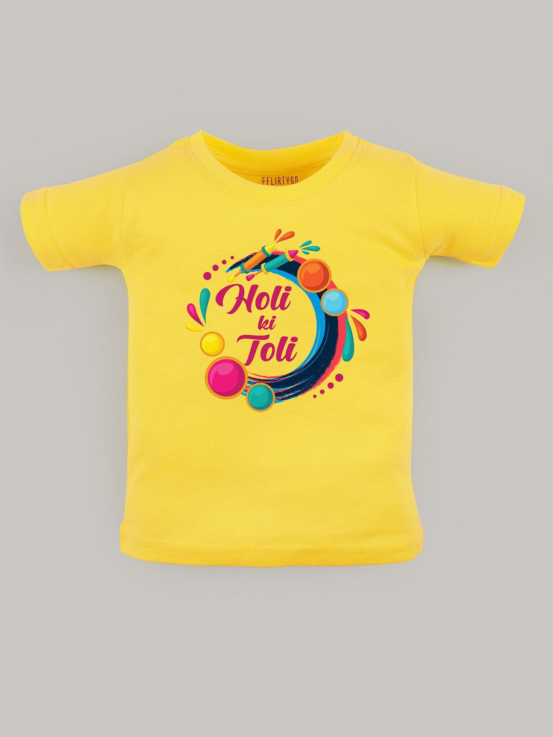 

FFLIRTYGO Kids Yellow Printed Applique T-shirt