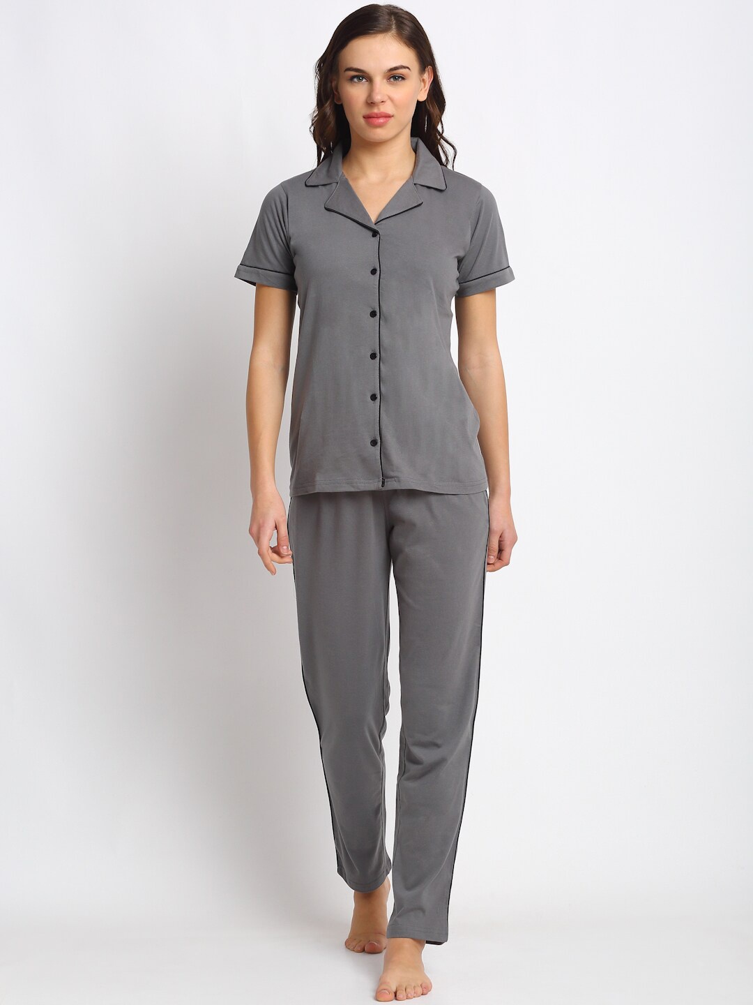 

Boston Club Women Pure Cotton Night Suit, Grey