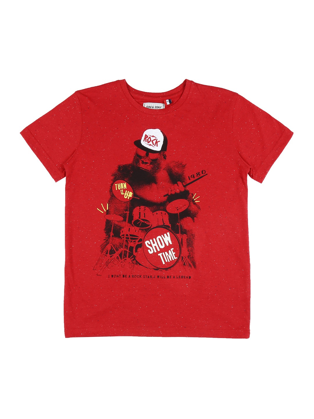 

Gini and Jony Infant Boys Printed Cotton Regular Fit T-shirt, Red