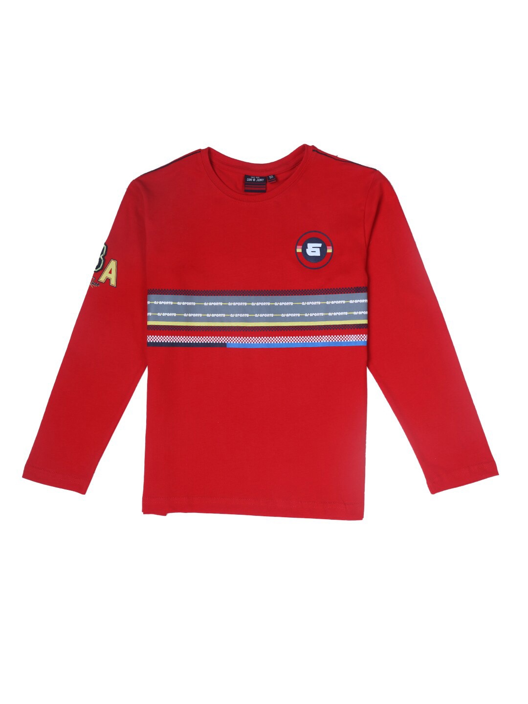 

Gini and Jony Boys Striped Cotton T-shirt, Red