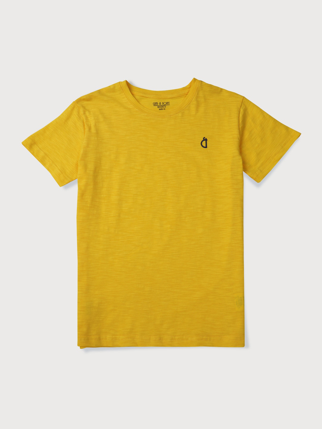 

Gini and Jony Boys Embroidered Brand Logo Cotton T-shirt, Yellow