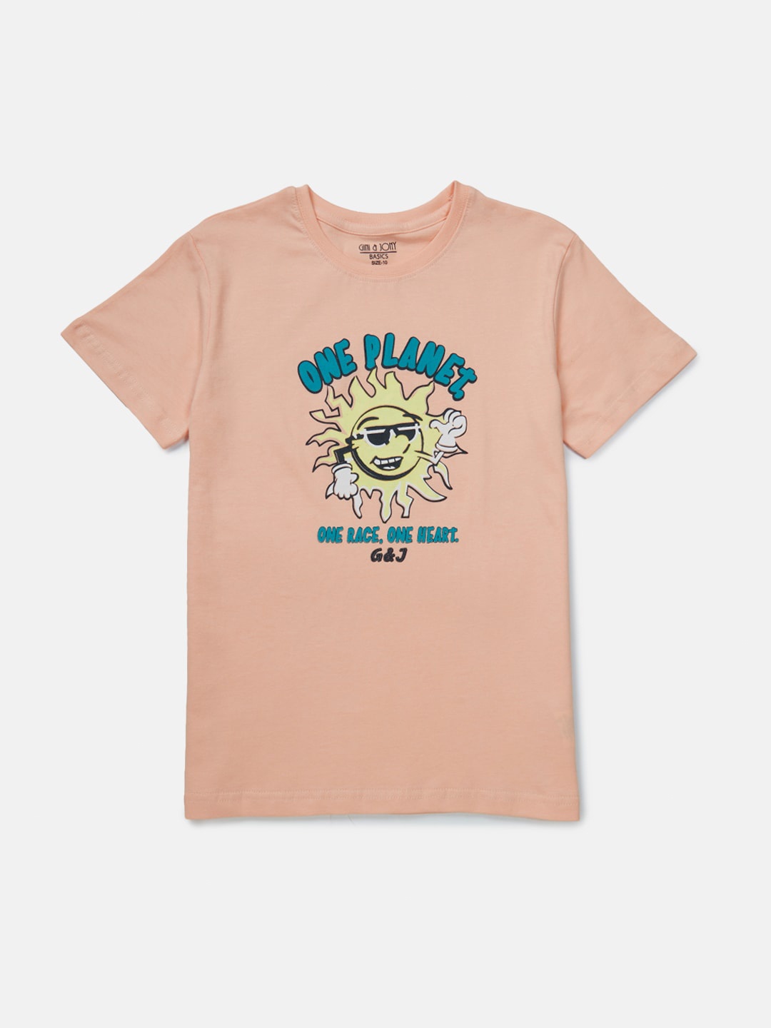 

Gini and Jony Boys Typography Printed Cotton T-shirt, Peach