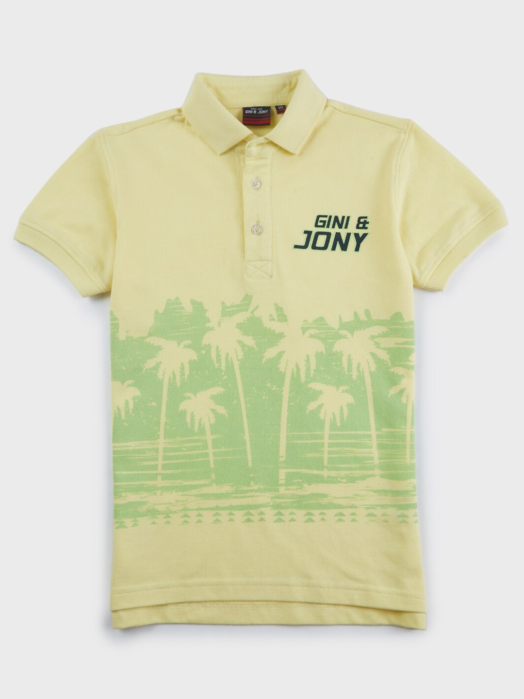 

Gini and Jony Infant Boys Printed Polo Collar Cotton T-shirt, Yellow