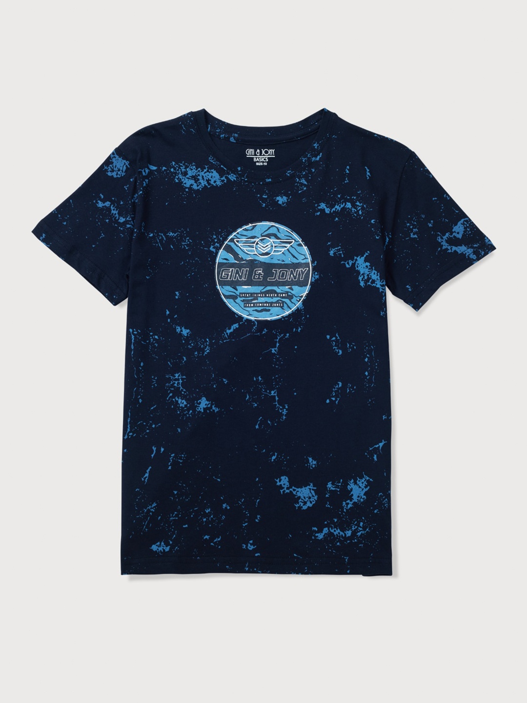 

Gini and Jony Boys Graphic Printed Cotton T-shirt, Navy blue