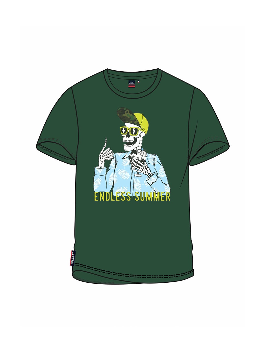 

Gini and Jony Boys Round Neck Graphic Printed Cotton T-shirt, Green