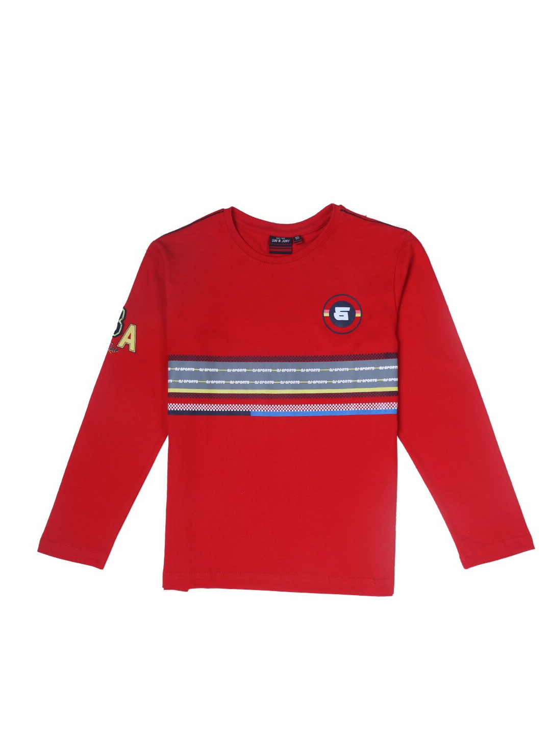

Gini and Jony Boys Striped Long Sleeve Cotton T-shirt, Red