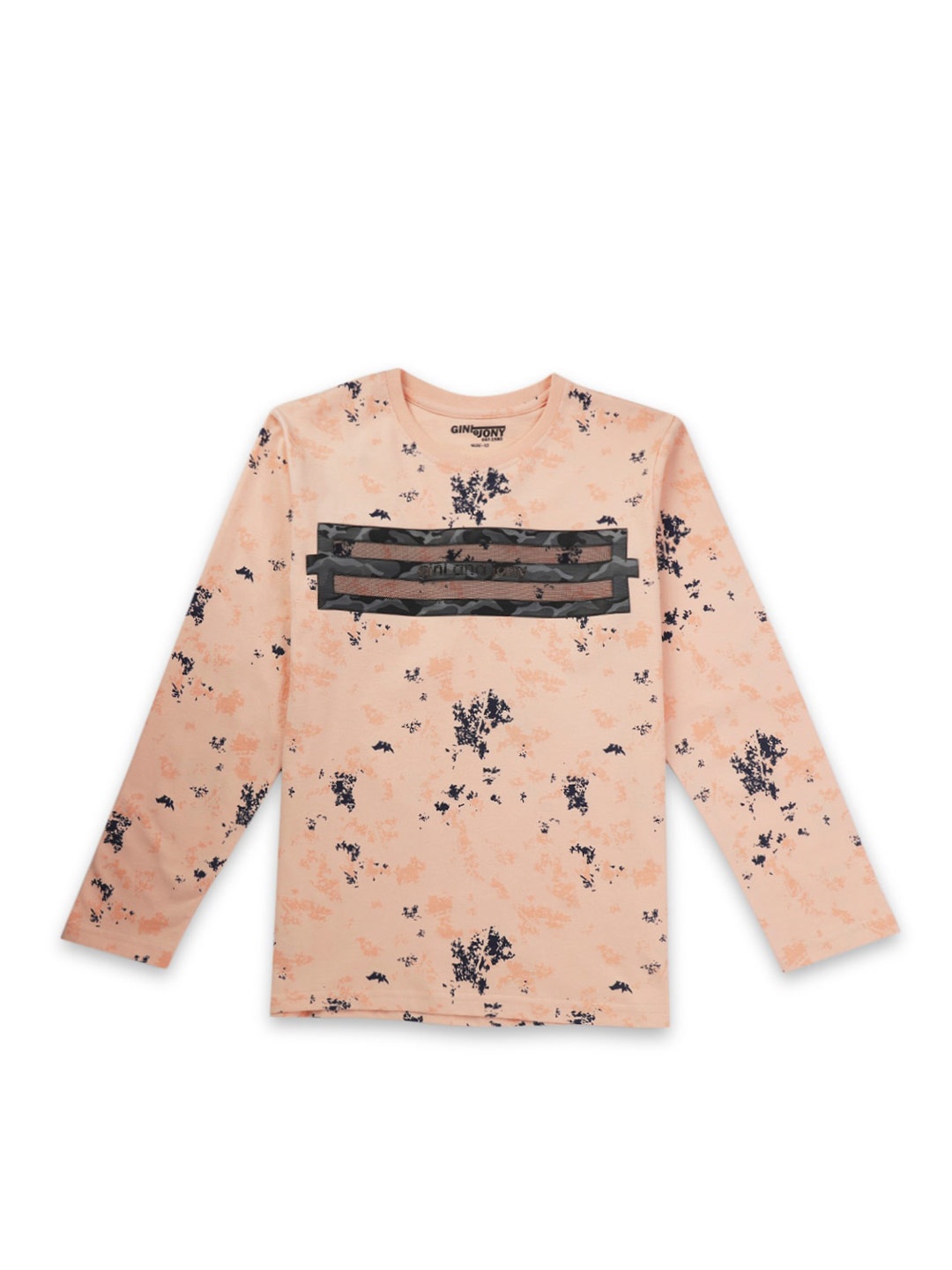 

Gini and Jony Infant Boys Abstract Printed Applique Cotton T-shirt, Beige