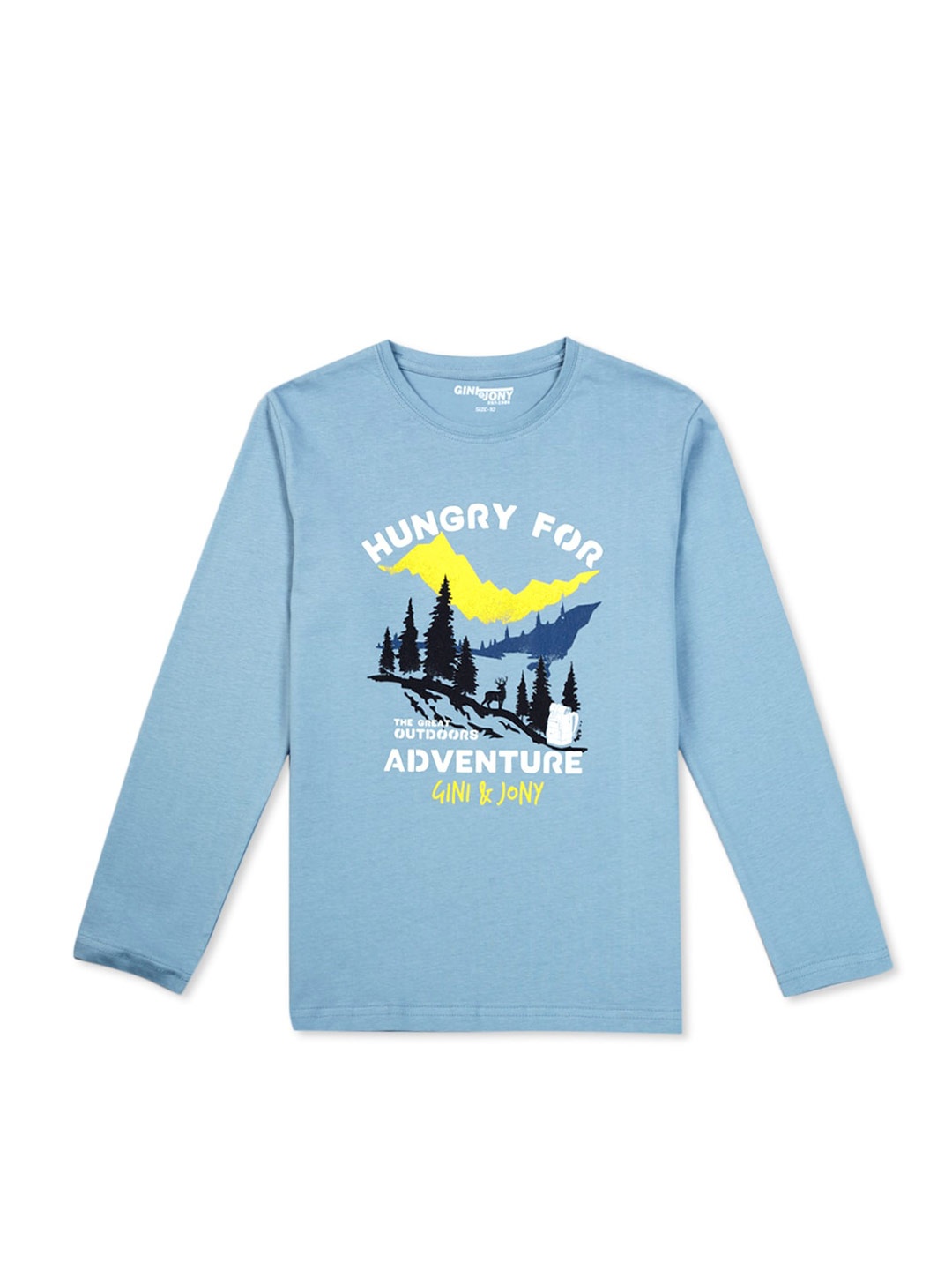 

Gini and Jony Boys Graphic Printed Cotton T-shirt, Blue